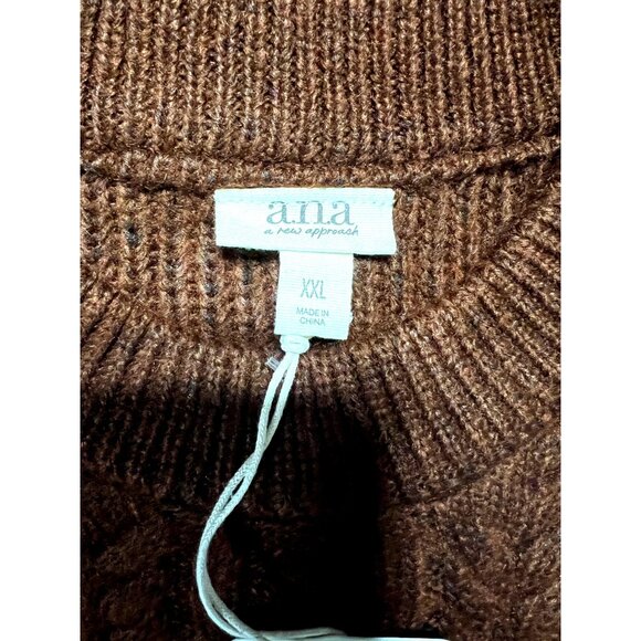 New ANA Women's Cable Knit Sweater Brown XXL - Picture 2 of 2